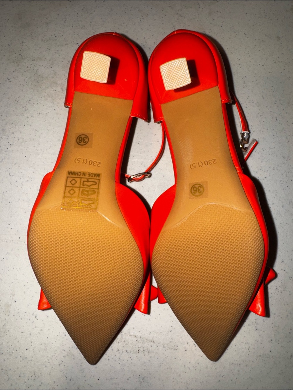 Women’s Orange Bow Pointed-Toe Ankle Strap Heels - Picture 6 of 7